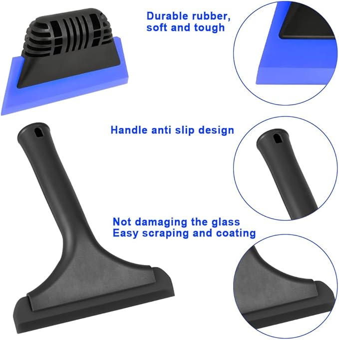 Window Tint Tool All-Purpose 6" Silicone Cleaning Squeegee 5 inch Handy Small Rubber Window Squeegee Auto Water Blade for Car Windshield, Window, Mirror, Glass Door,Shower (Black and Blue)