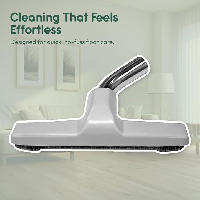 Upgraded Vacuum Floor Brush for Eureka & Universal Vacuum Cleaners with 1 ¼ inch (1.25'') (32mm) Inner Diameter with Horse Hair Soft Bristles 10” Wide (White - Metal)