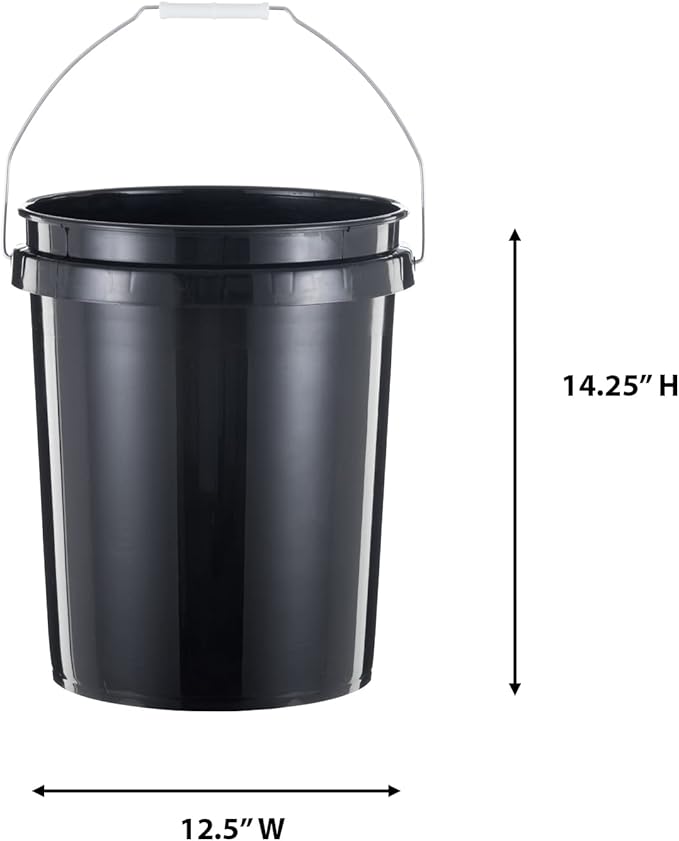 United Solutions 5 Gallon Bucket Heavy Duty Plastic Bucket Comfortable Handle Easy to Clean Perfect for on The Job Home Improvement or Household Cleaning; Black , 3 Count