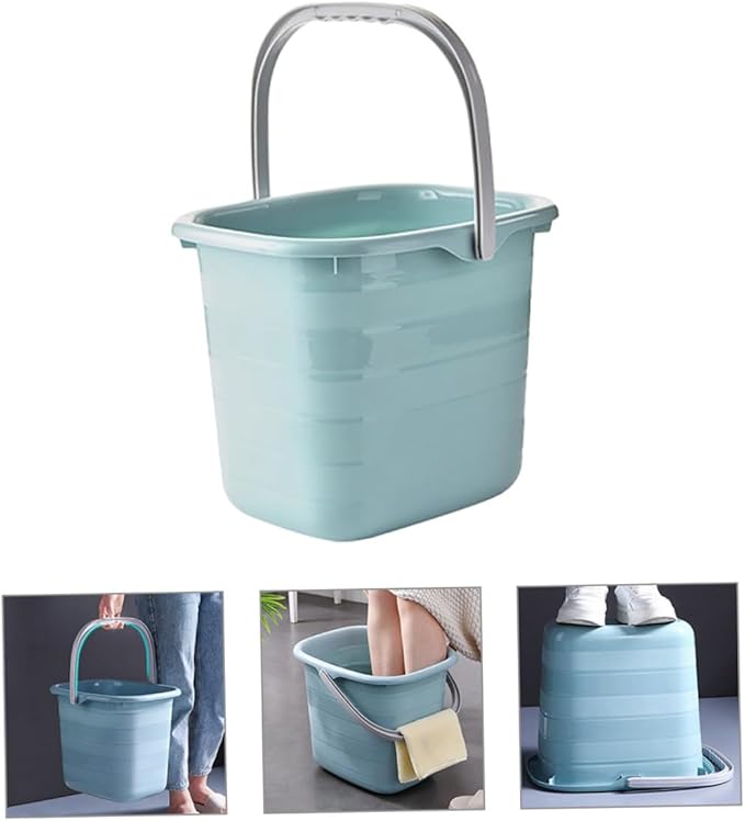 Veemoon Rectangular Plastic Bucket with Handle 11l Blue Mop Bucket for Home Cleaning and Water Storage Sturdy Household Water Container for Dormitory Use