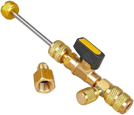 HVAC Valve Core Remover Installer with Dual Size SAE 1/4 & 5/16 Port Air Conditioning Line Repair Tools for R22 R410A