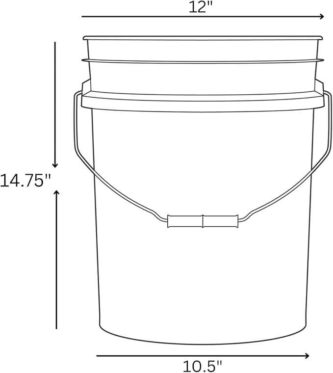 House Naturals 5 Gallon Premium HPDE Plastic Bucket - Made in USA Food Grade Storage Container, BPA Free All Purpose Pail (2, Aqua)