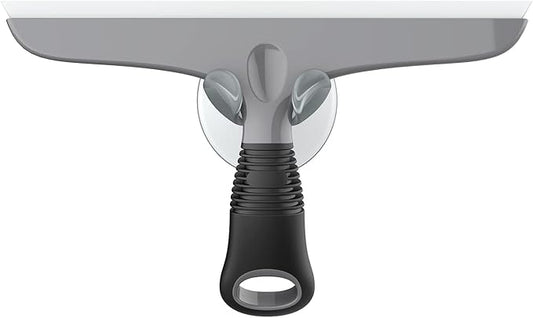 MR.SIGA Multi-Purpose Silicon Squeegee for Window, Glass, Shower Door, Car Windshield, Heavy Duty Window Scrubber, Includes Suction Hook, 10 inch, Gray & Black, 1 Pack