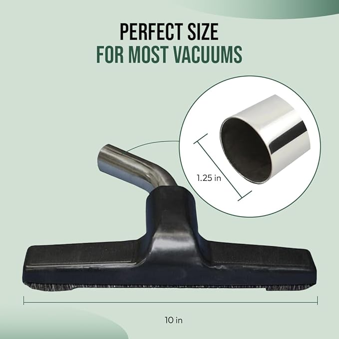 Hardwood Eureka & Universal Vacuum Cleaner Floor Brush 1 ¼ inch (1.25'') (32mm) Inner Diameter with Horse Hair Soft Bristles 10” Wide (Black - Metal)
