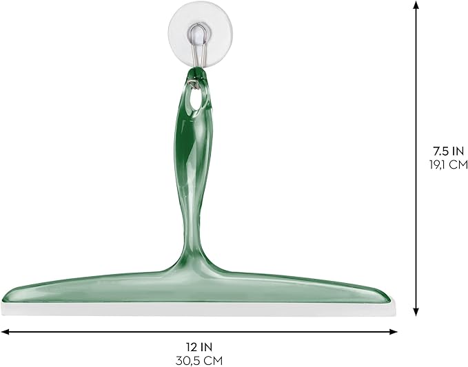 iDesign Bathroom Plastic Shower Squeegee with Wall Hook - Set of 2 - Clear/Green