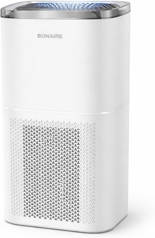 Bonaire A4S Air Purifier with True HEPA13 Filtration, 3-in-1 Filter System, PM2.5 Sensor, Auto & Sleep Modes, Wi-Fi App Control, Large Room Coverage, White