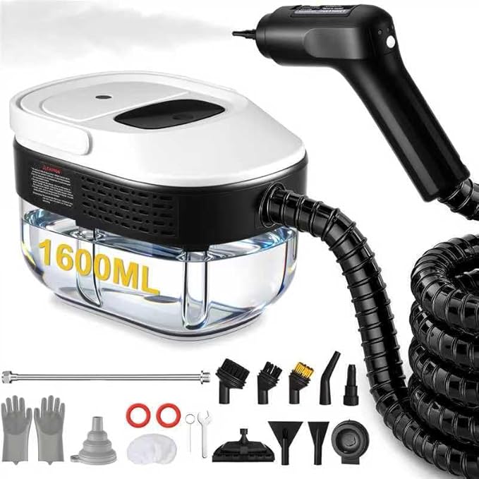 2500W Portable Handheld Steam Cleaner,54oz Large Capacity,3-Level Adjustable Handle,15s Fast Heating Steamer for Cleaning with 20 Pcs Accessories,Plug-and-Play Steam Cleaner for Home,Car,Kitchen,More