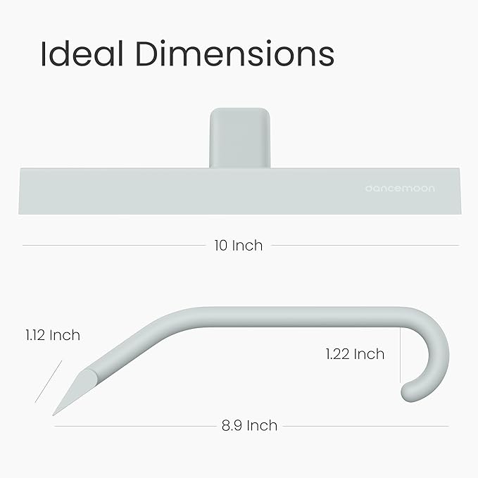 dancemoon JustHang Shower Squeegee for Glass Doors, All-One-Piece Silicone with Built-in Hook Design for Easy Hanging, Household Window Mirror Squeegee for Bathroom, Glass, Kitchen, Tile Wall, Car