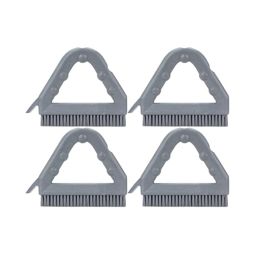 SPARTA Plastic Commercial Grout Brush, Triangle-Shaped Scrub Brush with Scraper and Two Threaded Holes for Attaching Handle (Sold Separately), 9 x 7 x 7 Inches, Gray, (Pack of 4)