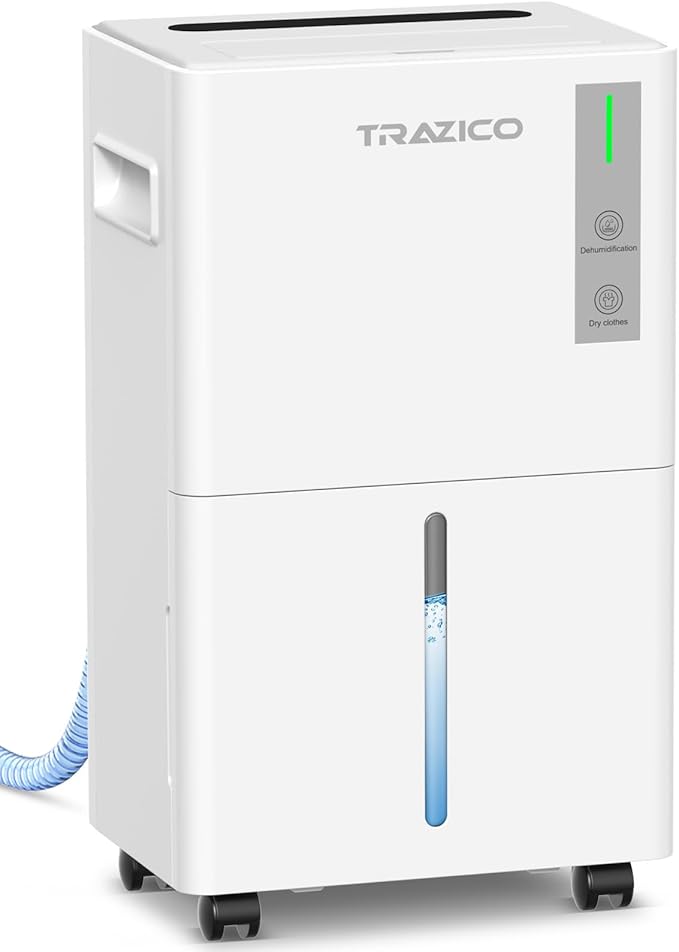 1500 Sq.ft Dehumidifier for Basement, Trazico 21 Pint Quiet Dehumidifiers for Home with Drain Hose, Smart Humidity Control, 3 Modes, 24H Timer, Auto Defrost, for Large Room, Bedroom, and Bathroom