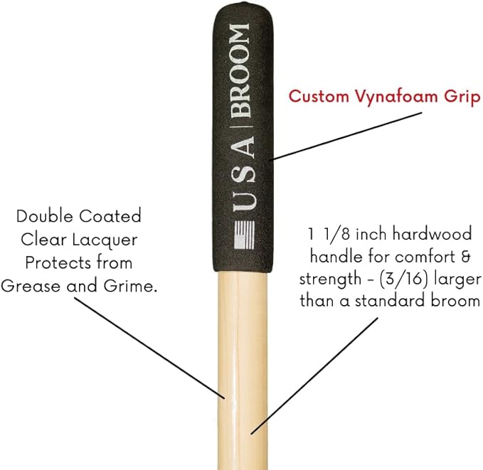 1-Pack - 36" Soft/Fine Sweep Indoor Push Broom with 60" Handle. Ideal for Epoxy & Polished Floors. Durable American Made Steel Brackets-All Stainless Steel Hardware. No Plastic. 100% USA Made