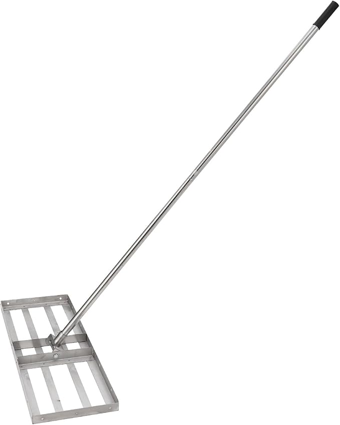 30 Inch Heavy-Duty Hand-Pushed Land Leveler with Stainless Steel Plate, Lawn Leveling Rake & Soil Tool for Leveling Garden/Yard Ground, Sand & Topdressing, Durable Leveling Equipment
