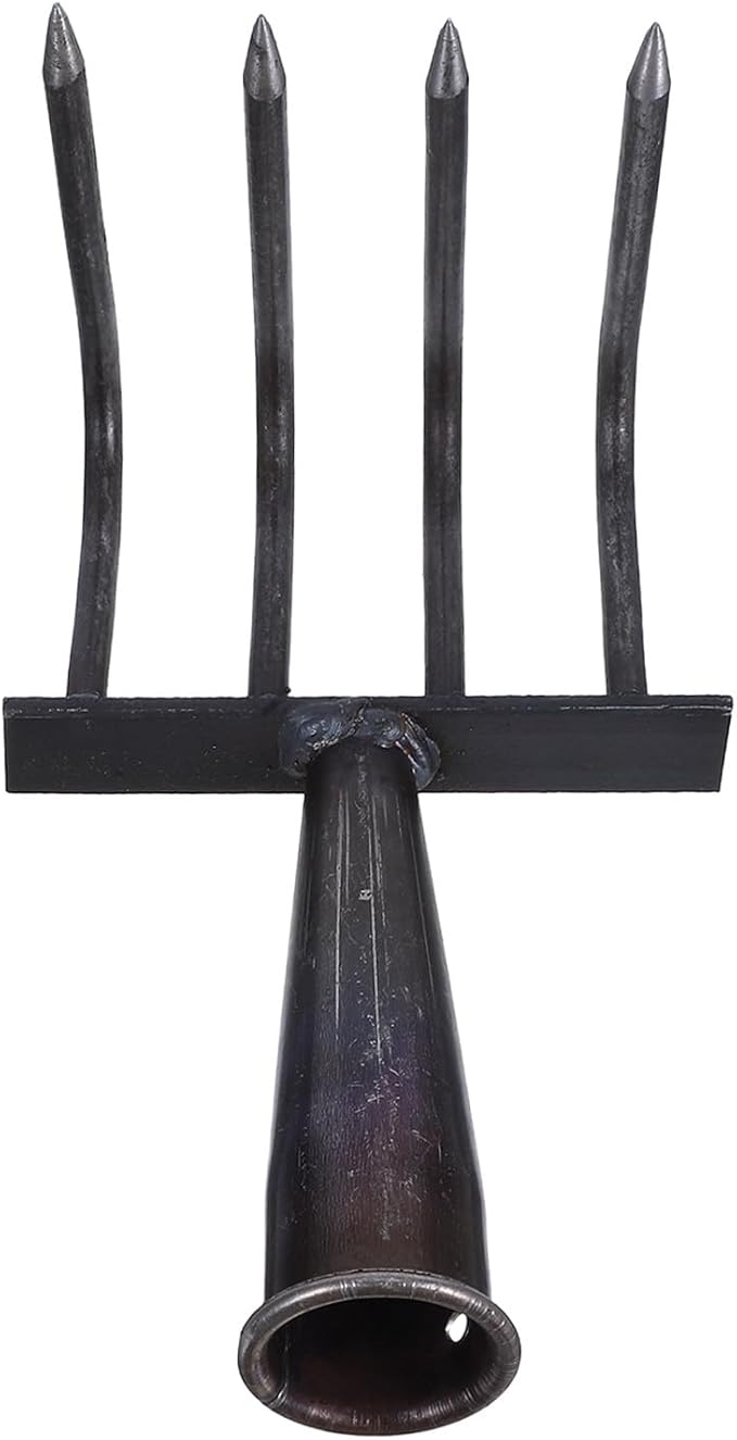 Gadpiparty 4-Tine Heavy Duty Manganese Steel Landscape Rake Head for Lawn and Garden, Metal Hand Rake Tool for Leaf Removal and Soil Loosening, Sturdy Yard Gardening Equipment