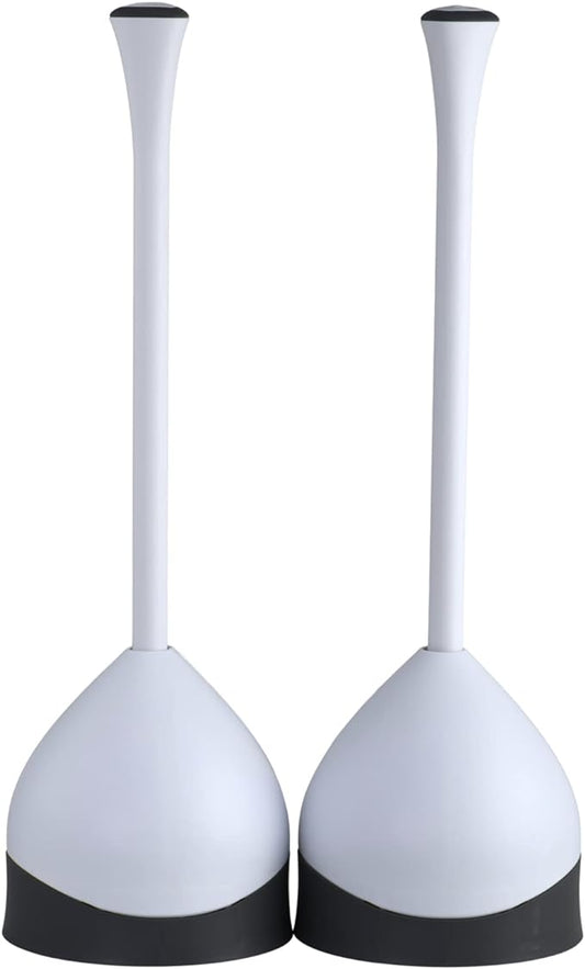 Clorox Toilet Plunger with Hideaway Caddy, Set of 2 – for Bathroom Organization and Storage, Bathroom Accessories, Toilet Unclogger, with Holder, White
