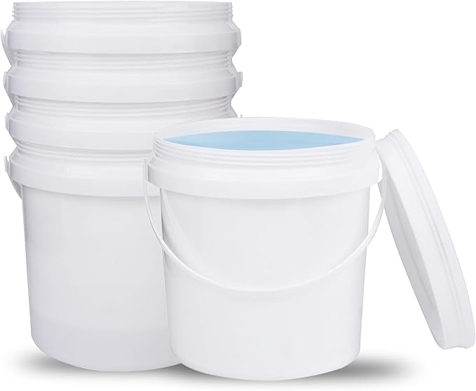 10 Pack Plastic Bucket for Painting, 2 Quart Paint Cans with Lid and Handle, 1/2 Gallon Paint Containers Small Plastic Paint Water Pail All Purpose for Art Crafts Projects Garage Organization (White)