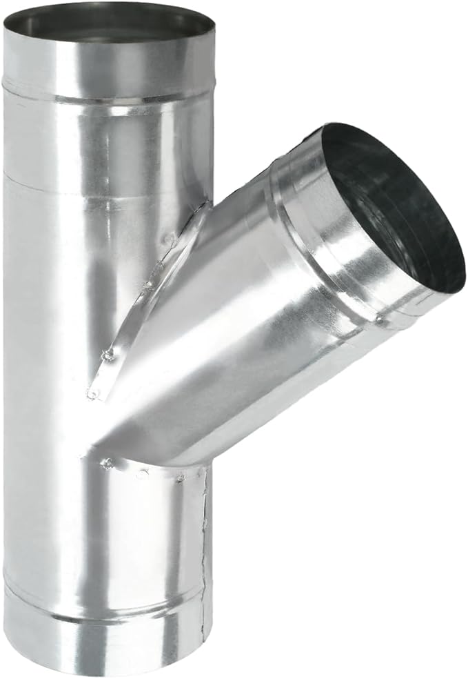 4 Inch Duct Splitter, 3 Way Duct Hose Connector 45 Degree Y Shaped Exhaust Fan Dryer Vent Hose Metal Bathroom Ventilation Vent Duct Splitter Tool (Silver)