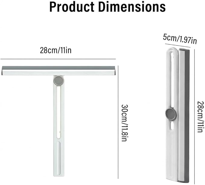 11-Inch All-Purpose Foldable Shower Squeegee with 180° Rotating Head for Shower Glass Door, Tile Walls, Bathroom, Window, Mirror, Car and Kitchen