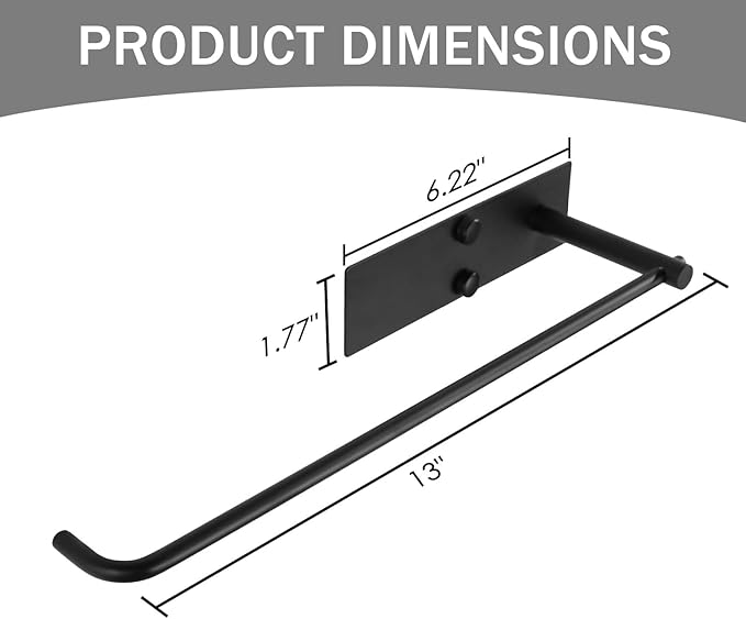 SUNTECH 2 Pack Paper Towel Holder Under Cabinet, Adhesive or Drilling Paper Towel Holder Wall Mounted, Stainless Steel Kitchen Towel Roll Holder for Bathroom, RV (Black)