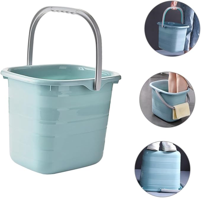 Veemoon Rectangular Plastic Bucket with Handle 11l Blue Mop Bucket for Home Cleaning and Water Storage Sturdy Household Water Container for Dormitory Use