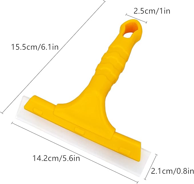 CCyanzi Silicone Blade Small Squeegee, Shower Glass Squeegee, Window Tint, for Window, Bathroom Mirrors, Shower Door and Car Windshield, 5.5x5.5inch, Yellow