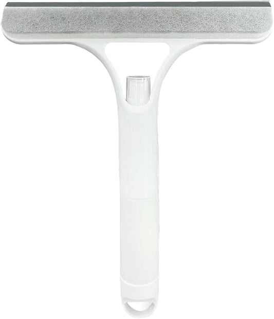 3 in 1 Window Cleaning Scraper,All-Purpose Spray Window Squeegee Cleaner Tool,for Glass Doors for Windows Glass, Mirrors Scraper, Brush (White)