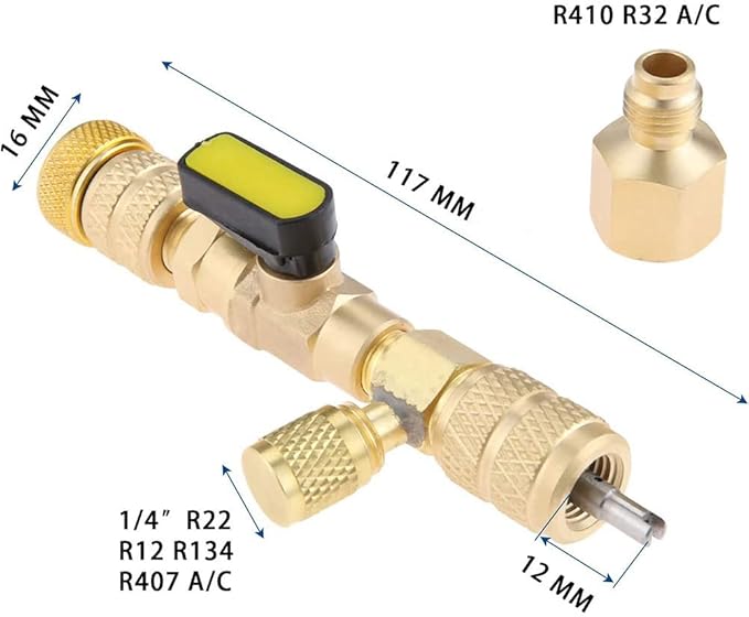 HVAC Valve Core Remover Installer with Dual Size SAE 1/4 & 5/16 Port Air Conditioning Line Repair Tools for R22 R410A
