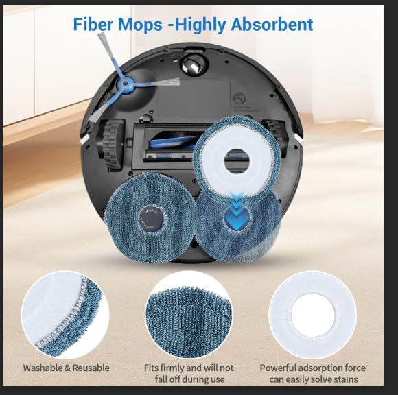 12 Pack Omni C20 Dust Bags and Mop Pads Compatible with eufy Omni C20/ C10 Robot Vacuum with 3.5 L Large Capacity Vacuum Dust Bags