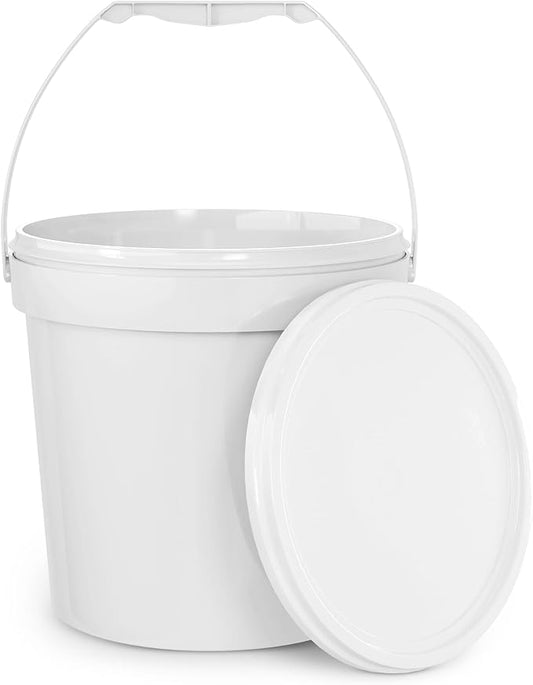 EconoHome 1 Gallon Food Grade Round Plastic Bucket - Food Storage Deli Containers with Lids Ideal for Ice Cream, Soup, and Prep Containers - BPA-Free - 5 Pack