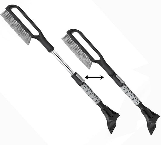 34.5" Snow Brush & Ice Scrapers for Car Windshield with Foam Grip for Cars Extendable, SUV, Trucks - Detachable Сar Scraper - No Scratch - Heavy Duty Handle, Snow Broom, Remover, Easy Scraper, Gray