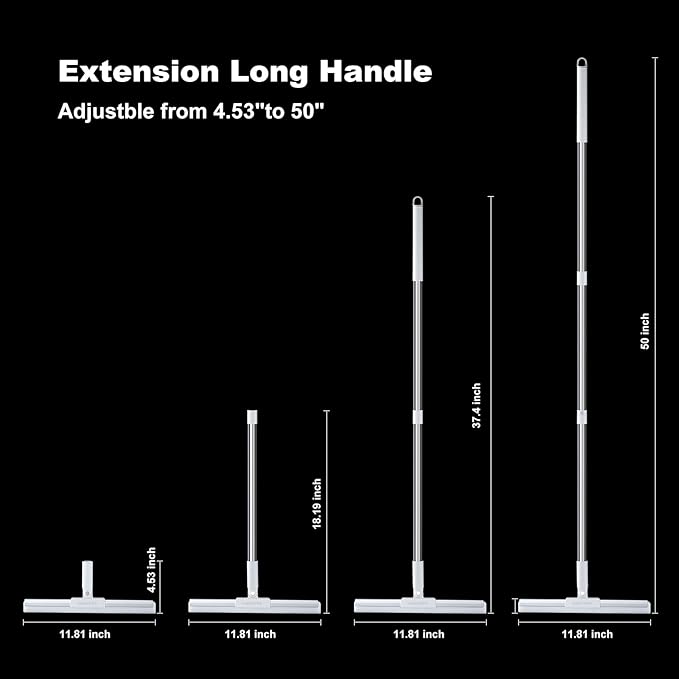 JOYBOS Rubber Squeegee for Floor, 50'' Long Handle Floor Squeegee Broom, Silicone Broom for Pet Hair Remover, Sweeper Window Squeegee for Floor, Tile, Grout, Brick, Decks, Garages,Basement