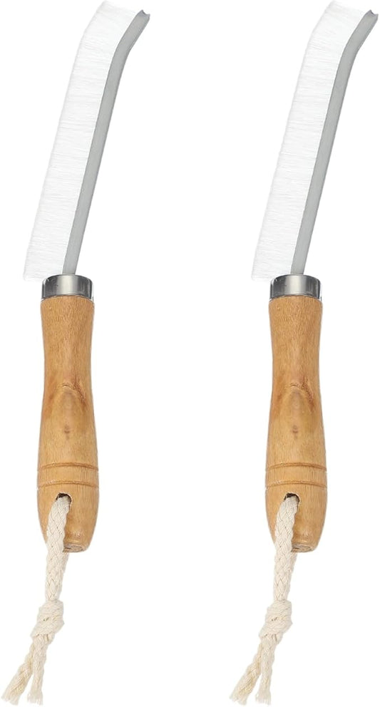 uxcell 2pcs Crevice Cleaning Brush, 8.6 Inch Hard Bristle Cleaning Brush with Rope Bathroom Cleaning Tools for Corner, Window, Faucets, White