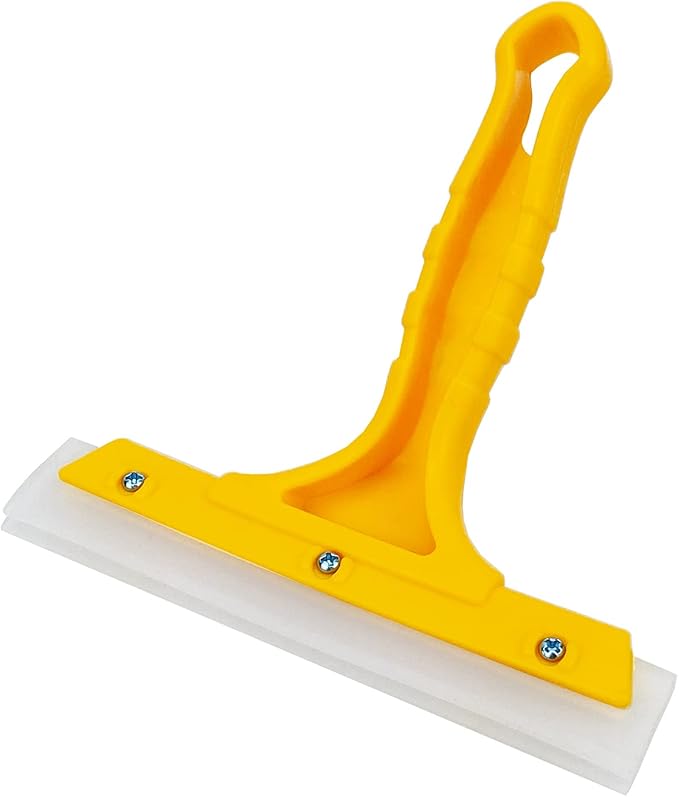 CCyanzi Silicone Blade Small Squeegee, Shower Glass Squeegee, Window Tint, for Window, Bathroom Mirrors, Shower Door and Car Windshield, 5.5x5.5inch, Yellow