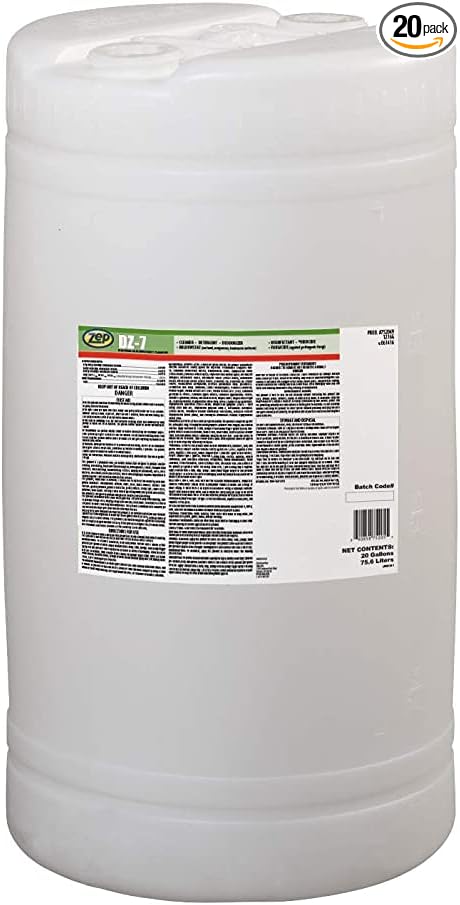 Zep DZ-7 Neutral Disinfectant Cleaner - 20 Gallon (1 Unit) 752049 - Phosphate-Free Formulation Designed to Provide Effective Cleaning, Deodorizing, and Disinfection