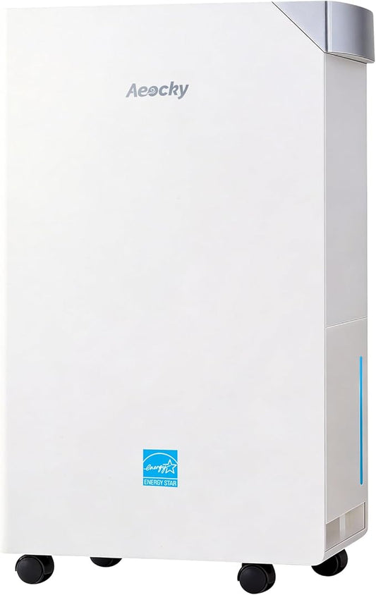 5500 Sq.Ft Energy Star Version 6.0 Dehumidifier,AEOCKY Max 105 Pint/D Smart Compressor Dehumidifier with Drain Hose, Intelligent Humidistat,for Basement,Bedroom,Home,Bathroom