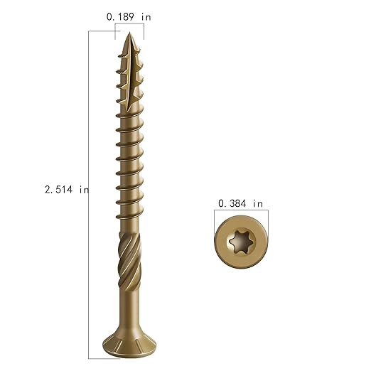 #10 * 2-1/2" Deck Screws, (402pcs) 5 lbs.Exterior Wood Screws, Rust Resistant Epoxy Coated, Bronze, T20 Star Bit