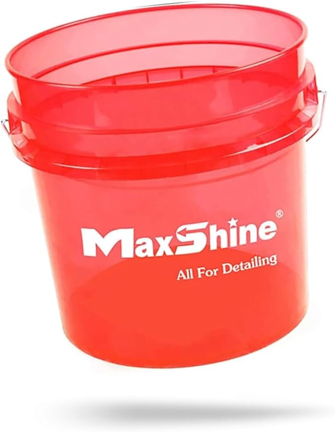 Maxshine 3.5 Gallon Universal Detailing Bucket (Red) – Car Wash Bucket for Scratch-Free Washing – Garage Storage & Auto Detailing Tool Holder – Holds Soap, Foam Cannon, Brushes, Microfiber Towels