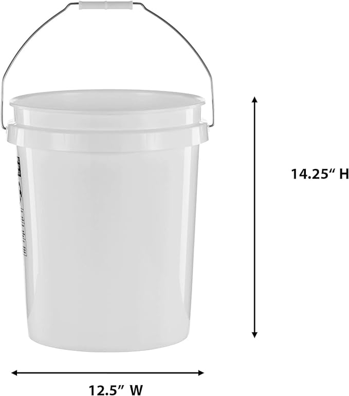 United Solutions 5 Gallon Bucket - 3 Pack, White, Heavy Duty BPA-Free Plastic Bucket, Comfortable Handle, Easy to Clean, Perfect for on The Job, Home Improvement, or Household Cleaning