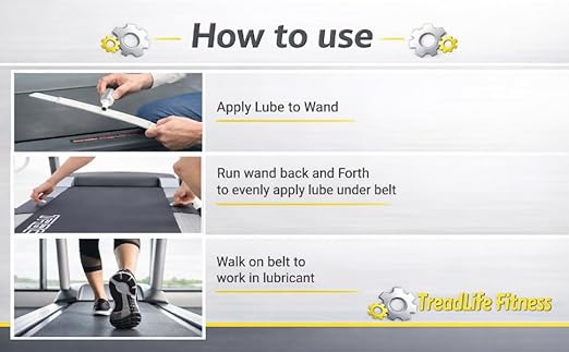 TreadLife Fitness Treadmill Maintenance Kit | 5 Applications of Treadmill Lubricant for Belt | 100% Silicone Lube | Extra Wide TruLube Applicator Wand | Directions Included