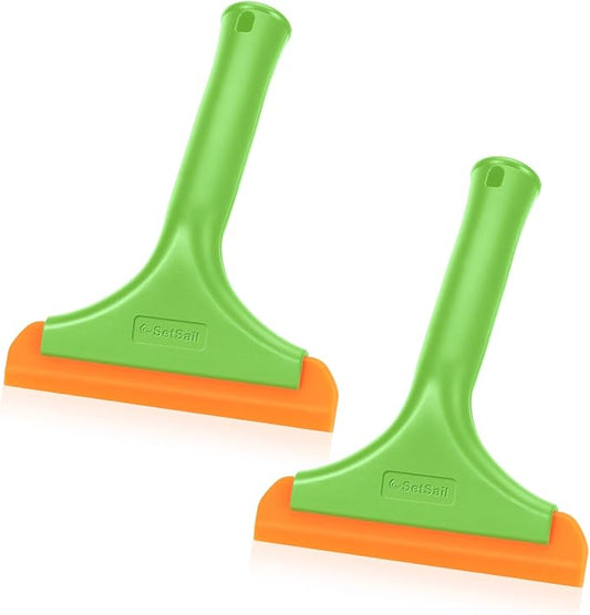 SetSail Silicone Shower Squeegee for Glass Doors Small Squeegee for Shower Glass Door Mini Squeegee for Car Window Cleaning 2 Packs, Green