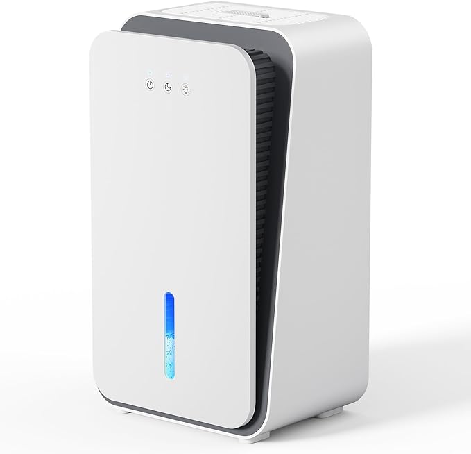 Dehumidifier for Home,1000 sq.ft Dehumidifier for Basement Bathroom Bedroom with Auto Shut Off, Built-in Aromatherapy Diffuser,7 Colors LED Light, Quiet Dehumidifiers with Sleep Mode(CS08-Snowy)