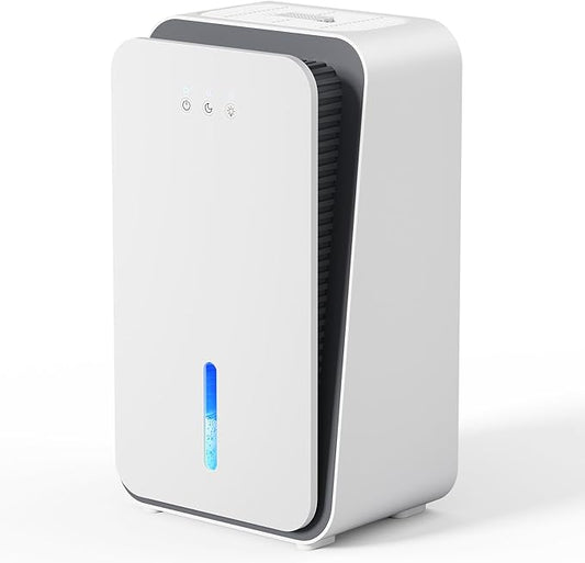 Dehumidifier for Home,1000 sq.ft Dehumidifier for Basement Bathroom Bedroom with Auto Shut Off, Built-in Aromatherapy Diffuser,7 Colors LED Light, Quiet Dehumidifiers with Sleep Mode(CS08-Snowy)