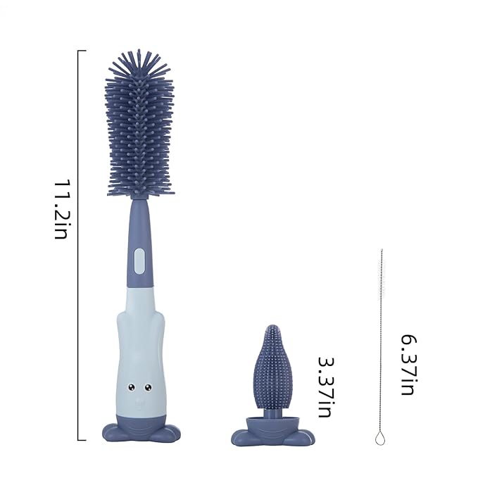 Chemimoso Multifunctional Cleaning Brush, Baby Bottle Brush, Bottle Brush Cleaner Set, Pink, Silicone and Nylon Brush