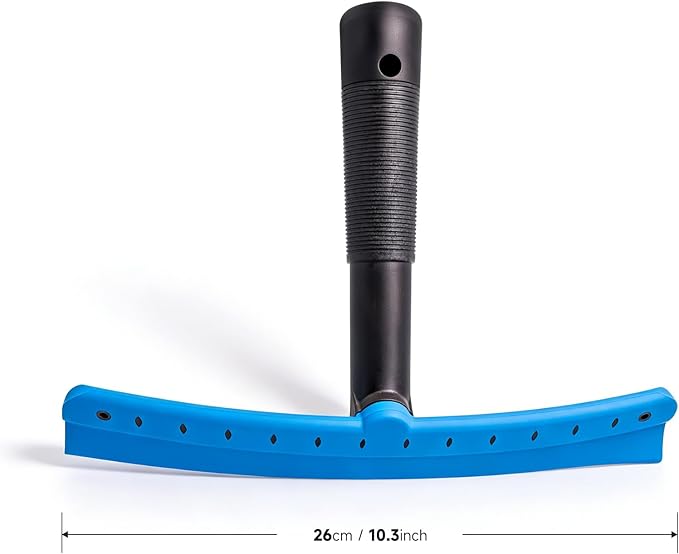 FOSHIO TPU Squeegee 10-Inch Blade with 4 Extension Poles (Extends up to 63 Inches), Anti-Slip Grip Handle Rubber Squeegee Streak-Free Cleaning for Car Windows, Shower Doors, Mirrors, Glass