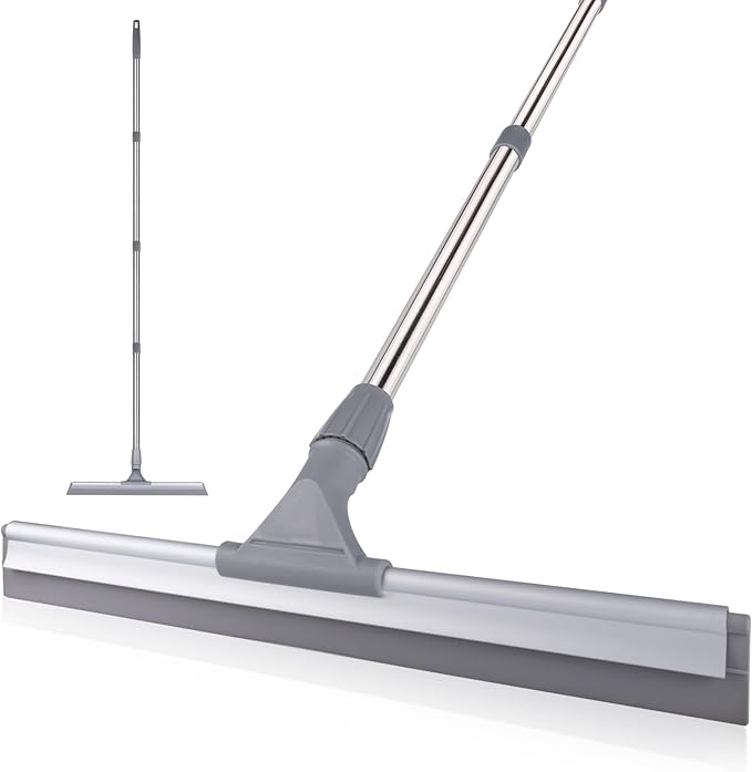 ITTAHO 17.3" Floor Squeegee，Squeegee Broom for Floor with 62" Long Handle, Shower Squeegee for Tile Shower Walls,Garage, Deck, Bathroom, Glass,Window, Concrete Floor