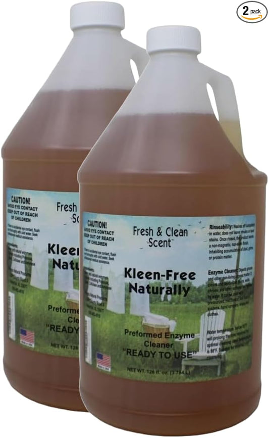 Naturally Preformed Enzyme Cleaner, Enzyme Solution, Multi-Purpose Cleaner, Laudry Additive, and More - Ready -To-Use - Fresh and Clean Scent - 128oz (1 Gallon) - Pack of 2