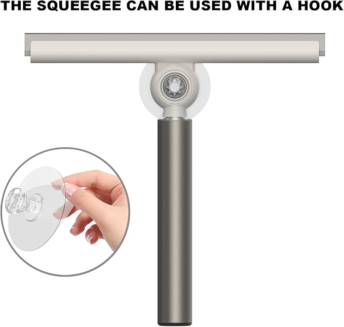 Extendable Shower Squeegee for Glass Doors, Shower Squeegee with 10-Inch Silicone Blade, Telescoping Handle for Windows and Shower Glass, Silver