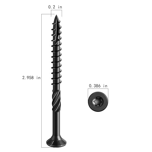 #10 * 3" Black Deck Screws, (137pcs) 2 lbs.Exterior Wood Screws, Rust Resistant epoxy Coated, Bronze, T25 Star Bit