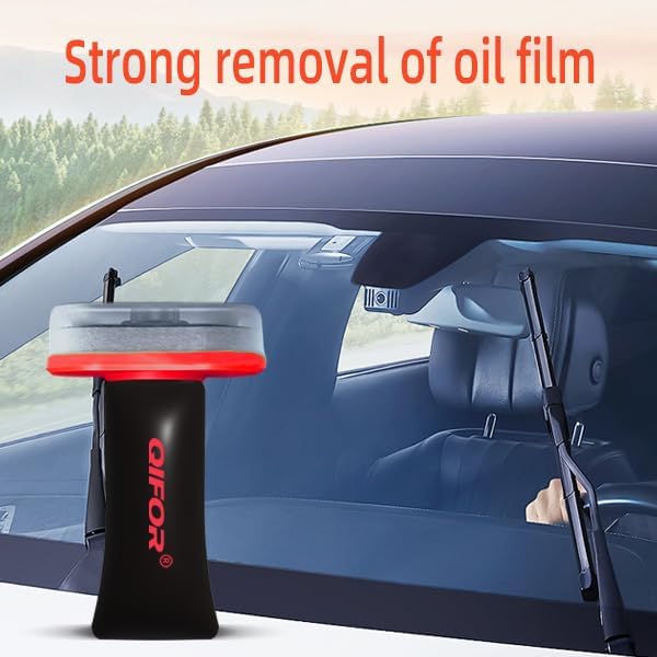 Glass Oil Film Remover for Car,Roll-On Glass Compound with Cleaning Board,Oil Film Remover for Car Windshields and Windows, Removes oil film & Smudges,Improve Windshield Clarity for Safe Driving(2pcs)