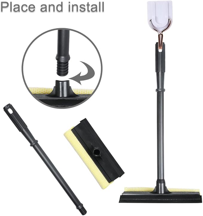 Window Squeegee Cleaning Tool 2 in 1 Window Cleaning Car Squeegee Windshield Cleaning Sponge and Rubber Squeegee,Yellow