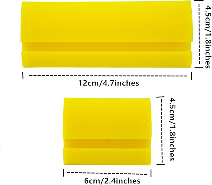 2-Piece DIY Mini Squeegee Set - Soft Silicone Window Tint Squeegee for Glass, Mirror, Shower - Yellow (4.7in x 1.9in, 2.4in x 1.9in)